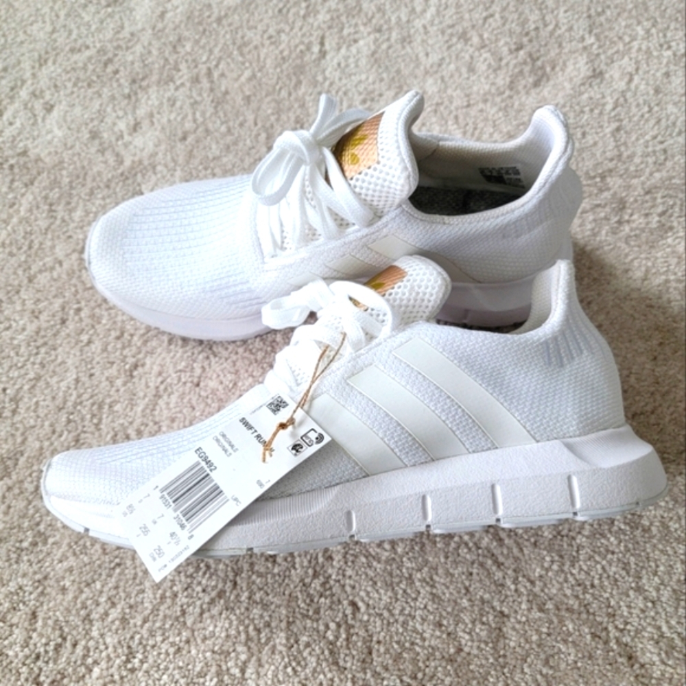 NWT! Adidas Swift All-White Running Shoes 8.5
